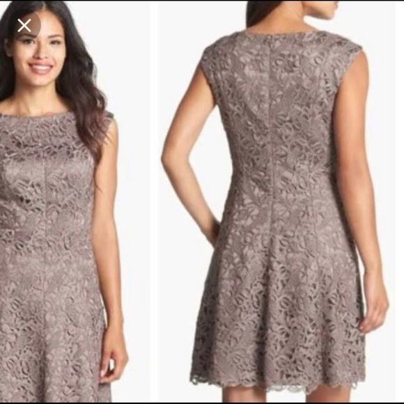 Adrianna Papell Dresses & Skirts - Adrianna papell lace fit and flare dress in mocha size 10 nwt